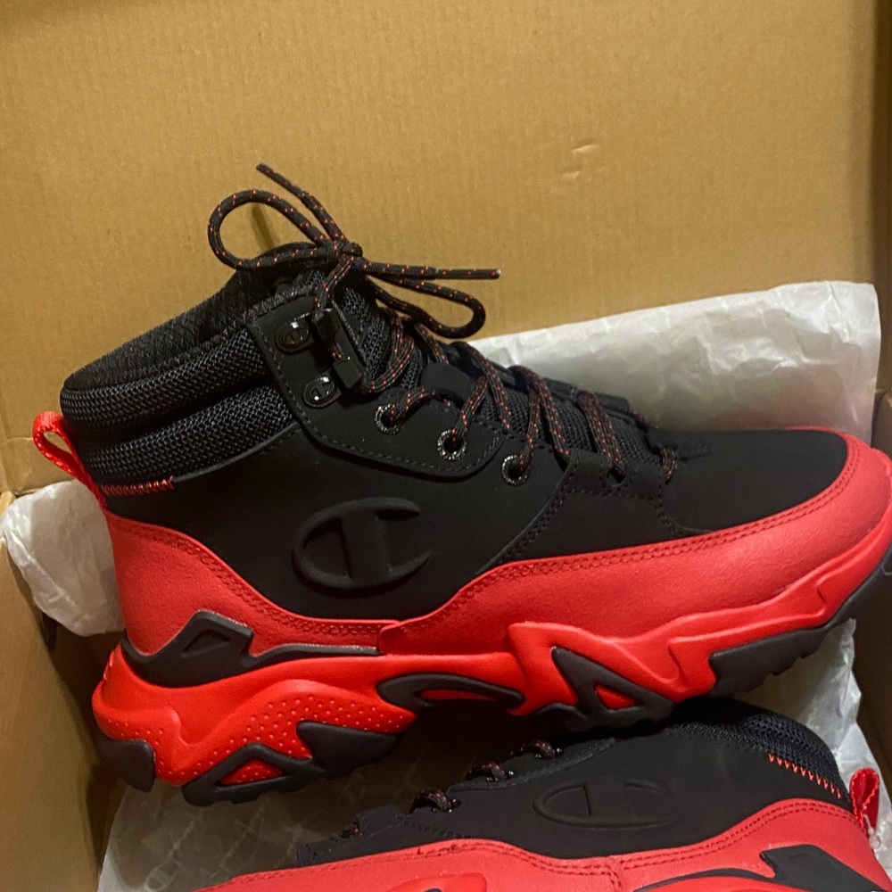 Champion Kids' Black and Red High-Top Sneakers